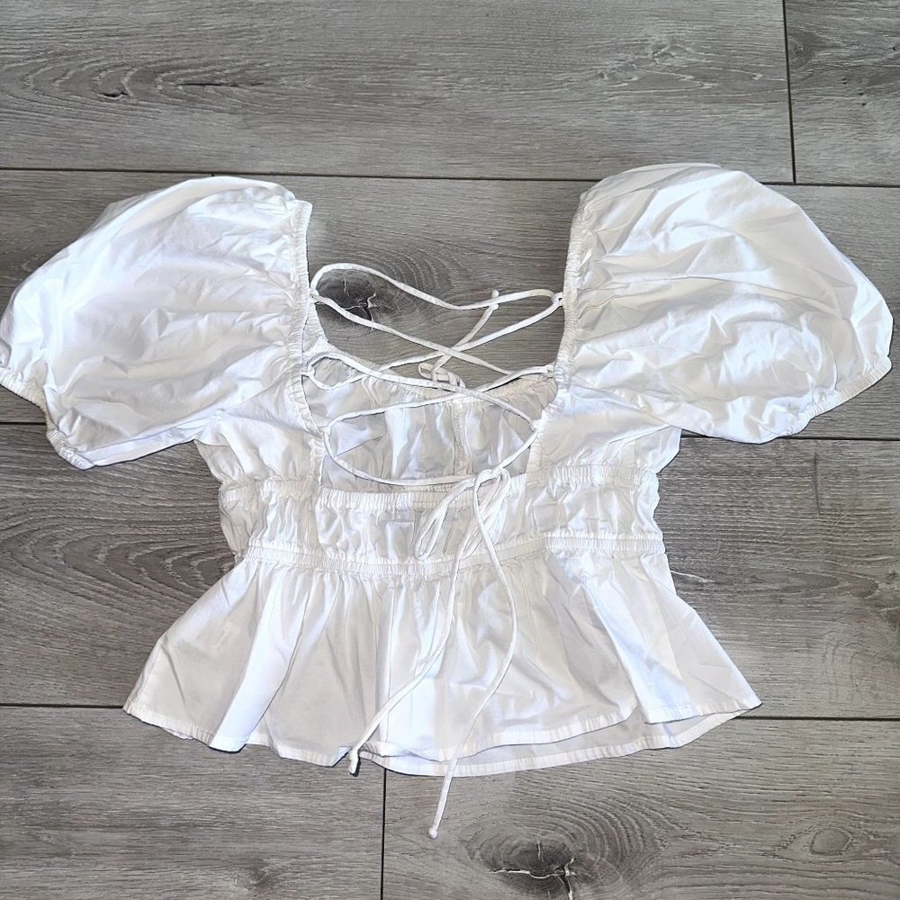 Cotton Candy LA White Short Puff Sleeve Sweetheart Neck Top Women's Smal… - Picture 6 of 6